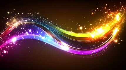 Obraz premium Rainbow Light Waves Sparkle Abstract Design