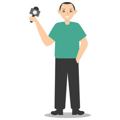 People Journalist Character in Flat Cartoon Design. Vector Illustration