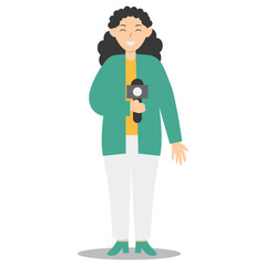 People Journalist Character in Flat Cartoon Design. Vector Illustration