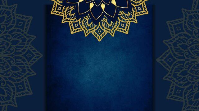 Elegant Navy Blue Islamic Background with Golden Mandala Design Video 4K. Islamic Background Video