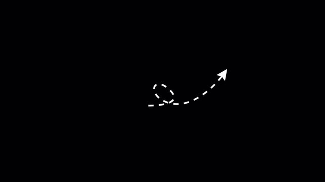 Dotted arrows animation on transparent background, Set of animated dotted arrows, white arrow on 4k Video