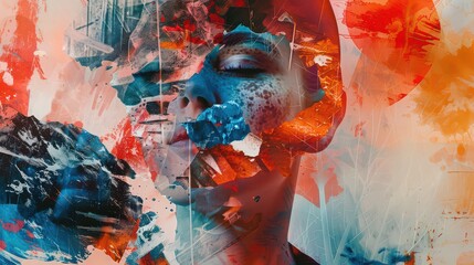A symbolic photo collage with abstract elements representing emotions like love, fear, and joy.