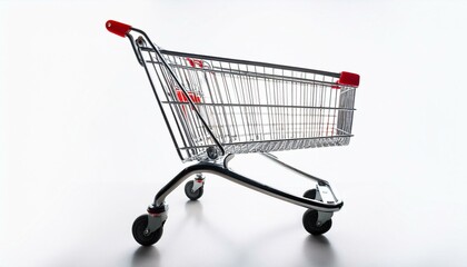 Empty shopping cart on white background. Ready for grocery shopping.