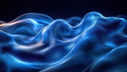 Obraz premium Futuristic Abstract Background with Neon Lights and Smooth Curves in Deep Blue