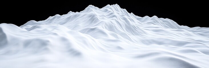 Fototapeta premium Detailed White Snowy Mountain Range Against Black Background