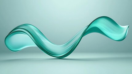 Abstract Teal Glass Wave Form Design