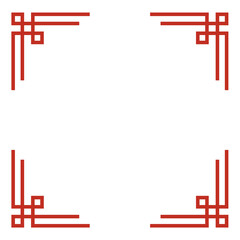 Chinese frame corner ornament vector. Traditional decorative elements with line