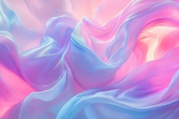 Obraz premium Pastel pink and blue fabric flows softly. Ideal for backgrounds, websites, or dreamy designs.
