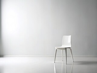 Minimalist White Chair Photography: Blank Background, Studio Shot, Simple Design, Clean Aesthetics