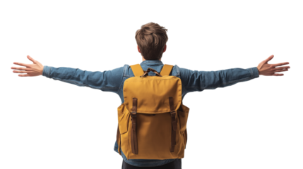 man with arms raised