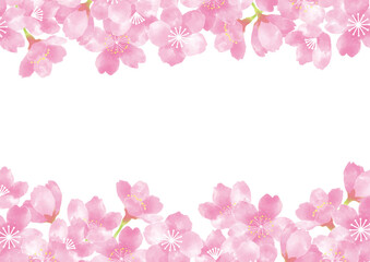 水彩で描いた桜のフレーム