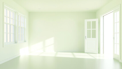 Minimalist Room with Open French Doors