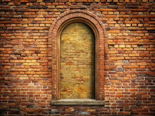 Antique Arched Doorway Frame in Brick Wall -  Perfect for Vintage or Rustic Designs