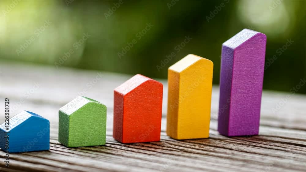 Fototapete colorful wooden blocks in vibrant shapes visual representation of growth, progress, and development 