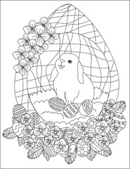 Easter egg decor bunny holiday coloring vector