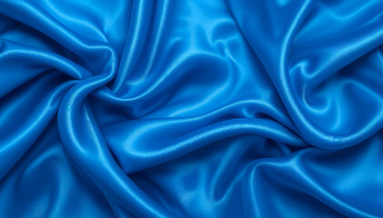 Obraz premium Bright Blue Silk Fabric Draped in Soft Folds