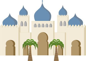 Ramadhan decoration illustration with with mosque