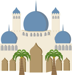 Ramadhan decoration illustration with with mosque