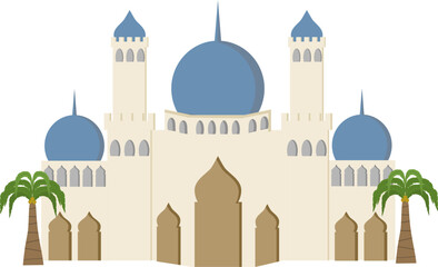 Ramadhan decoration illustration with with mosque