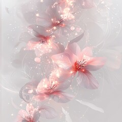 Delicate Pink Floral Background with Ethereal Glow and Soft Abstract Elements for Creative Designs