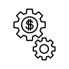 Interlocking gears, with dollar symbol: icon, vector illustration