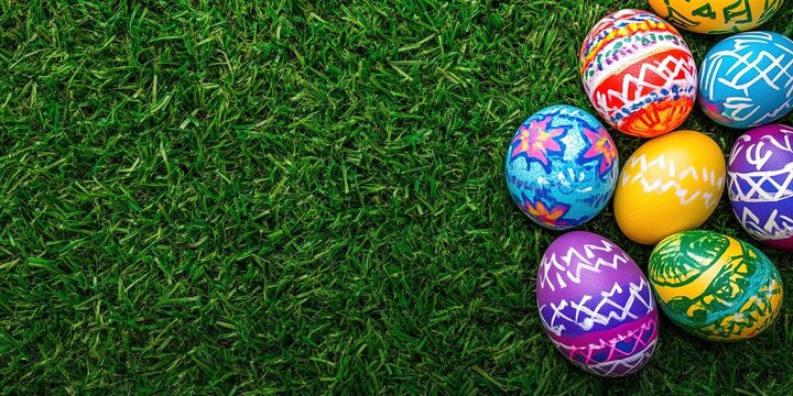 colorful easter eggs, lawn 