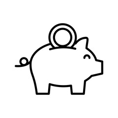 Saving money on the piggy bank: icon line, vector illustration