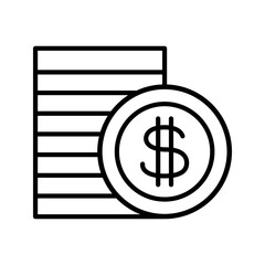 Fototapeta premium Dollar coin icon: vector illustration, icon line