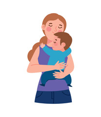 Mother Holding Baby Boy Illustration