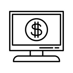 Monitor with dollar symbol line icon: vector illustration, business, finance