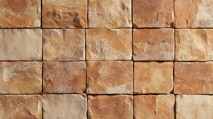 Obraz premium A pattern of warm terracotta clay tiles with a slightly rough surface, featuring earthy variations in hue, placed on a cream-colored solid background