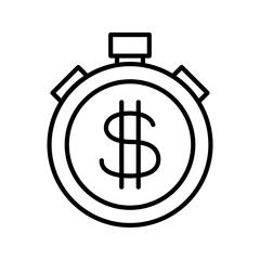 Stopwatch with dollar symbol icon: vector illustration, banking, business icon