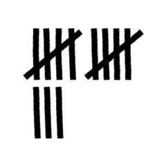 Tally mark. Prison counting lines, black slash scratches on the wall. Hand drawn crossed out tally marks, jail grunge outline numbers on white background, vector illustration.