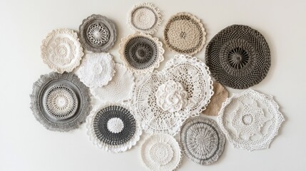 Decorative Wall Arrangement of Circular Doilies