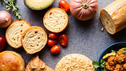 Delicious Baked Goods and Fresh Produce Flat Lay