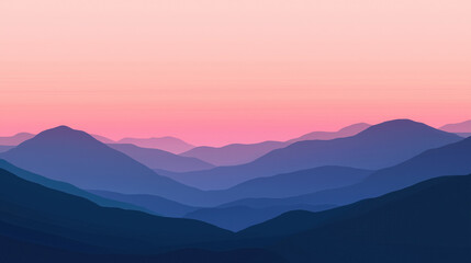 Obraz premium sunrise in the mountains fog gradient sky background distance nature landscape wallpaper peach purple backdrop space for copy text