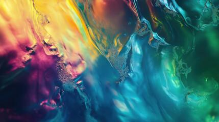 liquid paint abstract background blending color yellow green wallpaper orange blue purple