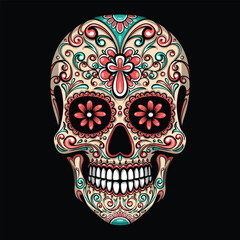 sugar skull vector art logo
