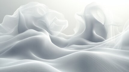 Obraz premium Abstract White Fabric Draped in Soft Waves, Light Background