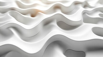 Obraz premium Abstract White Wave Texture Background: 3D Rendered Smooth Flowing Curves