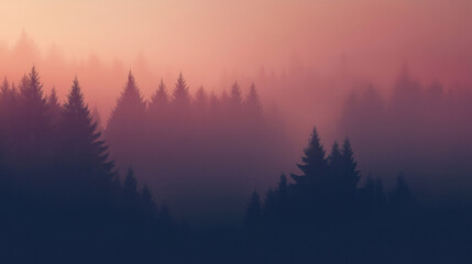 Obraz premium misty morning in the mountains peach purple plum colors mysterious nature backdrop foggy background landscape wallpaper