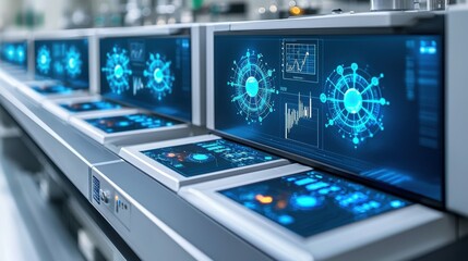 A close-up of a nuclear power plant with radiation symbols and graphs, symbolizing the balance of energy production and risk in nuclear power investment and its impact on energy stocks
