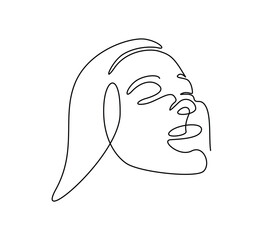 Simple hand drawing black and white trendy line woman portrait art. Abstract design composition. Monochrome print for poster, clothes, textile and other