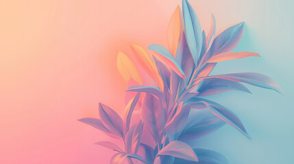 Fototapeta premium pastel leaves wallpaper abstract floral background peach pink blue sage green yellow delicate space for copy text backdrop
