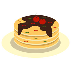 Cute Pancake Illustration. National Pancake Day Celebration. Isolated Vector