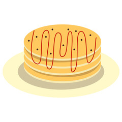 Cute Pancake Illustration. National Pancake Day Celebration. Isolated Vector