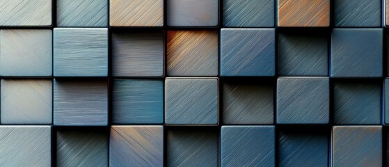 Abstract Metallic Cube Pattern Background  Geometric Design  Brushed Metal Texture  Grey