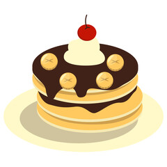 Cute Pancake Illustration. National Pancake Day Celebration. Isolated Vector