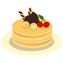 Cute Pancake Illustration. National Pancake Day Celebration. Isolated Vector