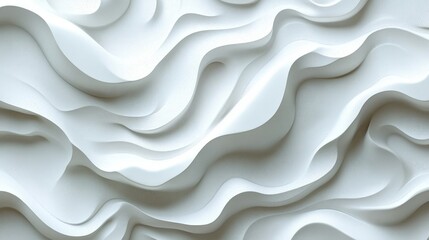 Fototapeta premium Abstract White Wave Background Texture: Smooth Curves and 3D Relief
